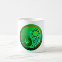 Green Swirls Yin Yang Coffee Mug