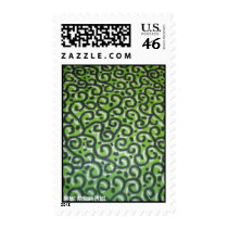 Green Swirly  West African Print stamp
