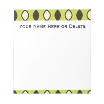 Green Tan and Brown Retro 70's Pattern Memo Notepad