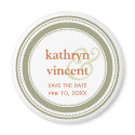 Green tan medallion ampersand circle save the date magnet