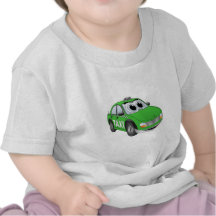 Green Taxi Cab Cartoon Tshirt
