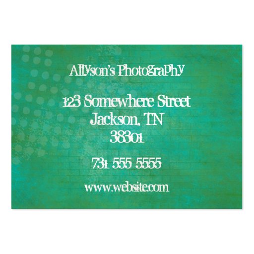 Green & Teal Background Monogram Business Cards (back side)