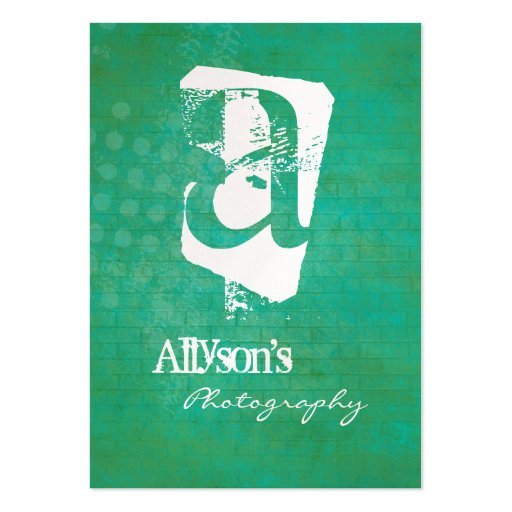 Green & Teal Background Monogram Business Cards