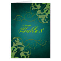 Green & Teal Scroll Table Card