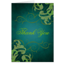 Green & Teal Scroll Thank You Card