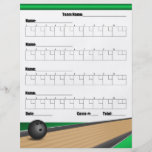 Green Team Bowling Score Sheets Personalized Flyer