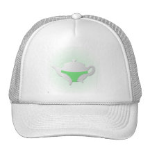 Green teapot and lingerie hats