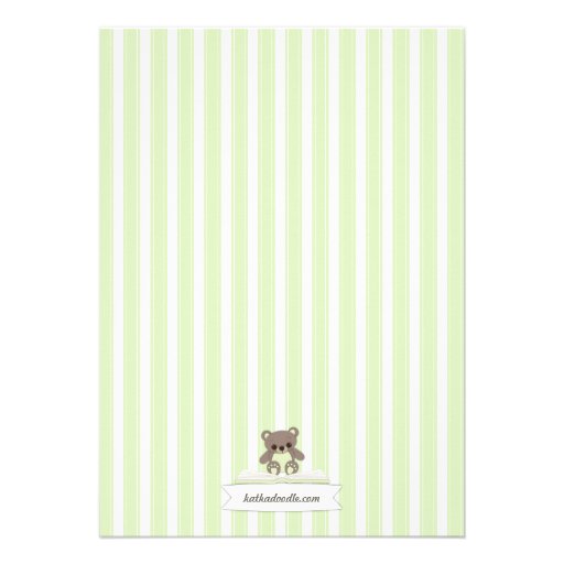 Green Teddy Bring a Book Baby Shower Invitation