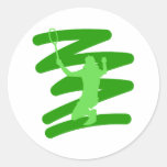 Green Tennis Guy Round Stickers