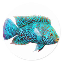 Green Texas Cichlid Sticker by twopurringcats Green Texas Cichlid Sticker