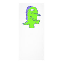 green three eyed dino monster rack card template