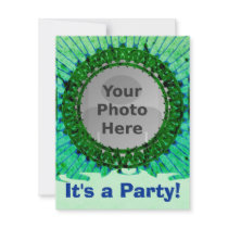 Green Tiedye Photo Invitations