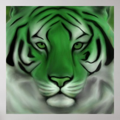 white tiger face paint. Green Tiger Face Print by