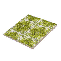 Green Tile Design 2 - Swirls