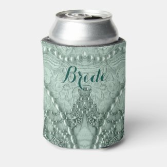 Green Tint Lace With White Purls Can Cooler