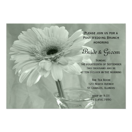 Green Tinted Daisy Post Wedding Brunch Invitation