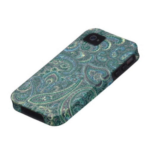 Green Tones Vintage Ornate Paisley Pattern Vibe iPhone 4 Covers