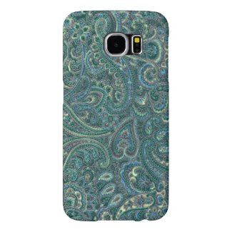 Green Tones Vintage Ornate Paisley Pattern Samsung Galaxy S6 Cases