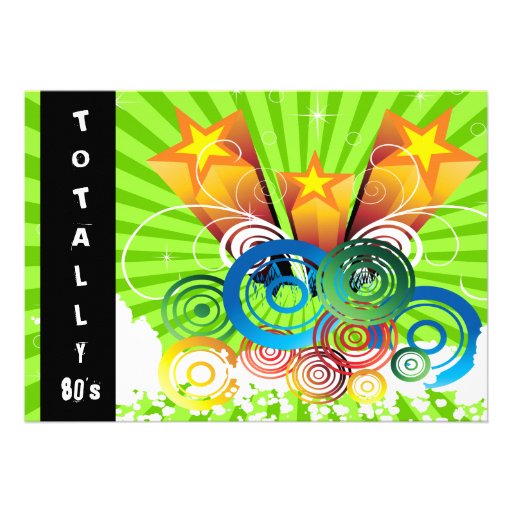 green totally 80's retro  party Invitation