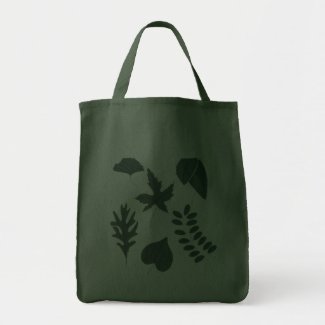 Green Tote with Stylized Leaf Shapes Tote Bag
