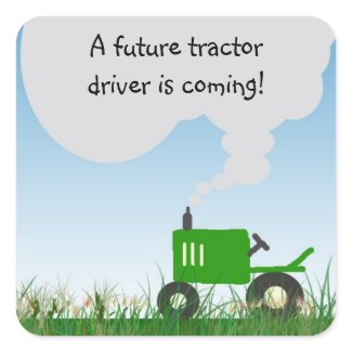 Green Tractor Baby Shower Envelope Seal sticker