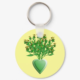 Green Tractor Bouquet Keychain keychain