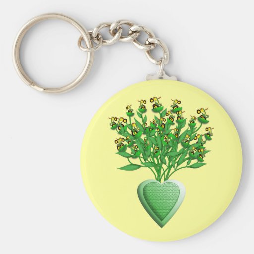 Green Tractor Bouquet Keychain