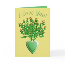 Green Tractor Bouquet with Heart Vase Card