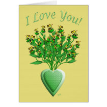 Green Tractor Bouquet with Heart Vase Card