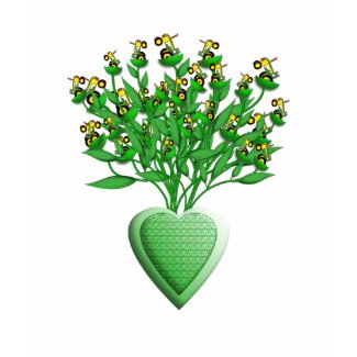 Green Tractor Bouquet with Heart Vase T-Shirt shirt