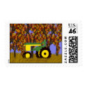 Green Tractor by Autumn Trees Postage postage