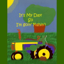 Green Tractor Father's Day Fishing T-shirt by KirstenEdwards Green Tractor Father's Day Fishing T-shirt