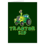 Green Tractor Kid Greeting Cards