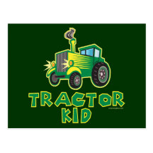 Green Tractor Kid Postcards