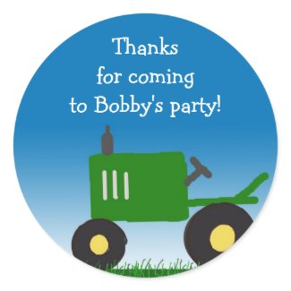 Tractor Party Favor Bag Sticker sticker