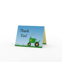 Green Tractor Party Thank You Note Greeting Card