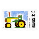 Green Tractor Postage Stamp