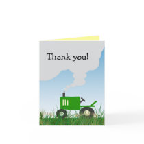 Green Tractor Thank You Note Greeting Cards