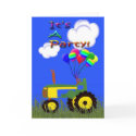 Green Tractor with Balloons Party Invitation Card card