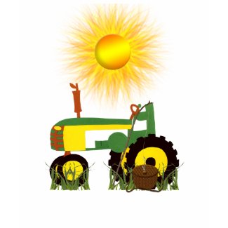 Green Tractor with Fishing Pole T-Shirt shirt
