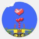 Green Tractor with Hearts Envelope Seal Sticker