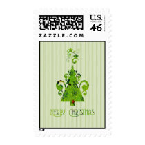 Green Tree and Stars Christmas postage postage