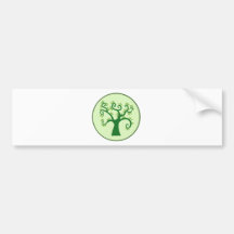 Green Tree Banner In Circle Bumper Sticker