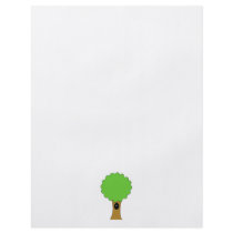 Green tree cartoon with creature. full color flyer