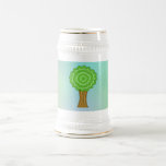 Green Tree. On multicolored background. Mugs