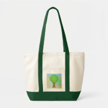 Green Tree. On multicolored background. Tote Bag