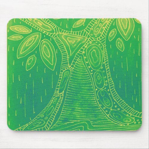 Green tree pattern mouse pad