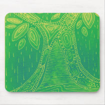 Green tree pattern mousepads