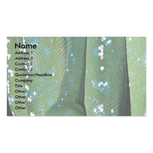 Green tree python, New Guinea Business Card Templates (front side)