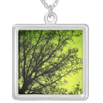 Green Tree Silhouette necklaces